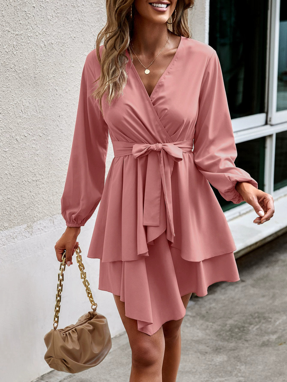 ZARA Elegant Spring Summer Dress with Waist Tie Slimming